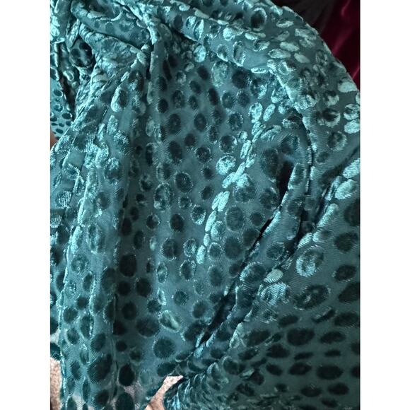 DKNY Burnout Velvet Flutter-Sleeve Midi Dress Size 12 Green NWT - Picture 9 of 12